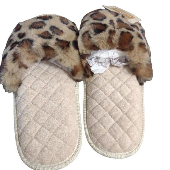 Fanture Memory Foam Open Toe Cheetah Womens Slippers Size M (7-8) - Picture 3 of 4